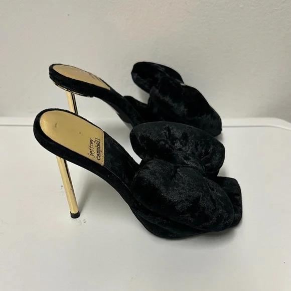 Jeffrey Campbell Bow Down Black Velvet Mules , Very Stylish and Beautiful - Picture 6 of 9